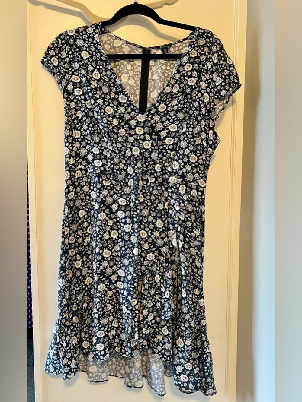 J Crew Navy & White Floral Wrap Dress